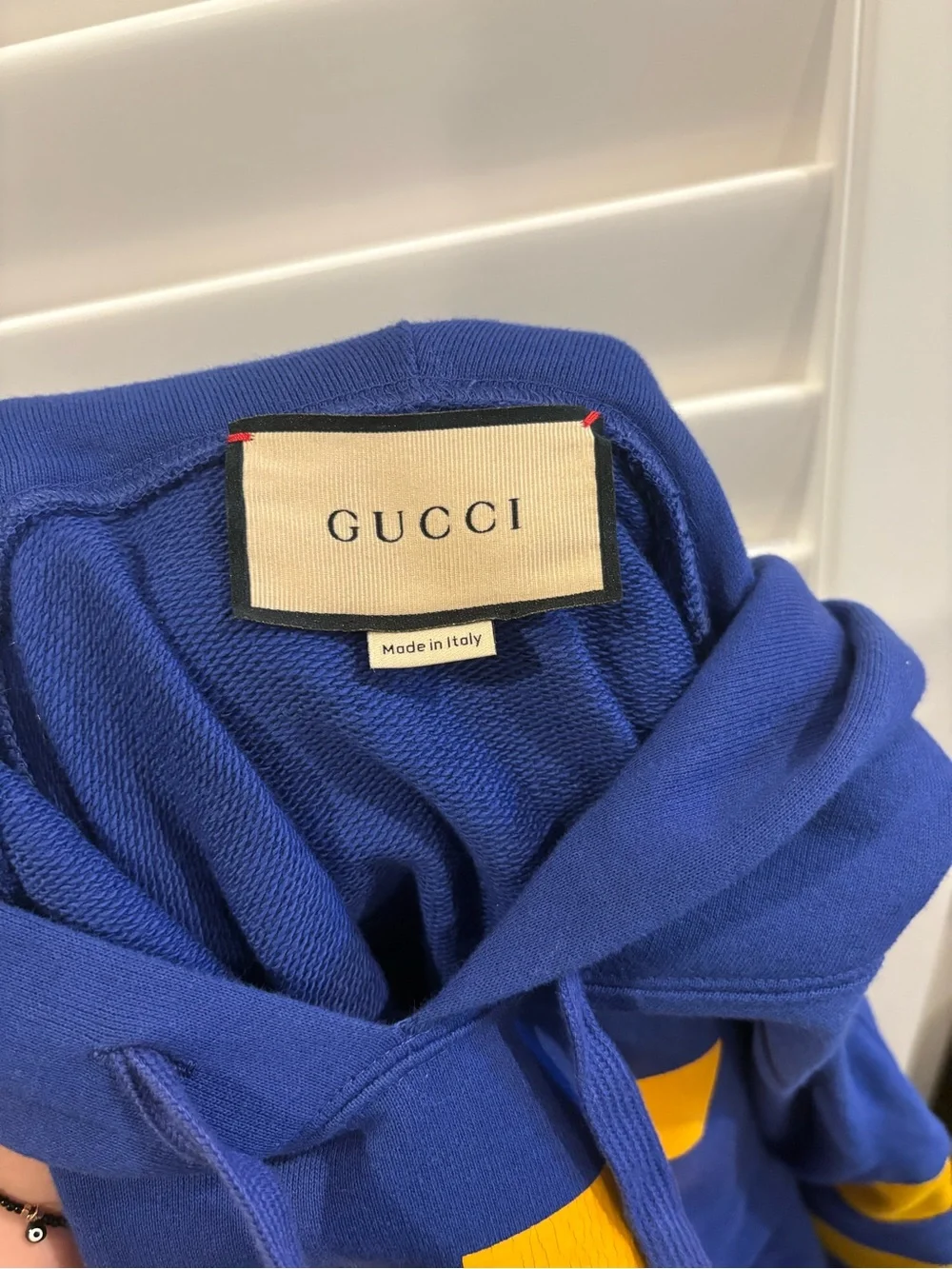 Gucci 25 Eschatology 1921 Graphic Hoodie Blue Yellow Loopback Cotton